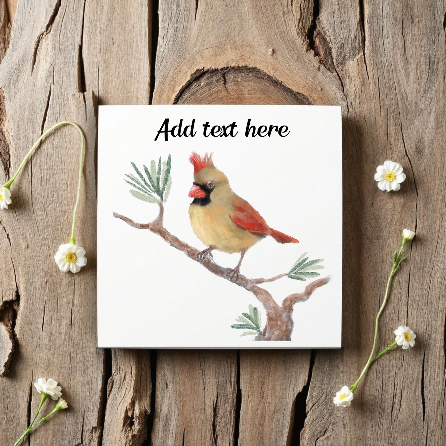 Cardinal Bird Ceramic Tile – Handcrafted Nature Art Decor - MerikaArt