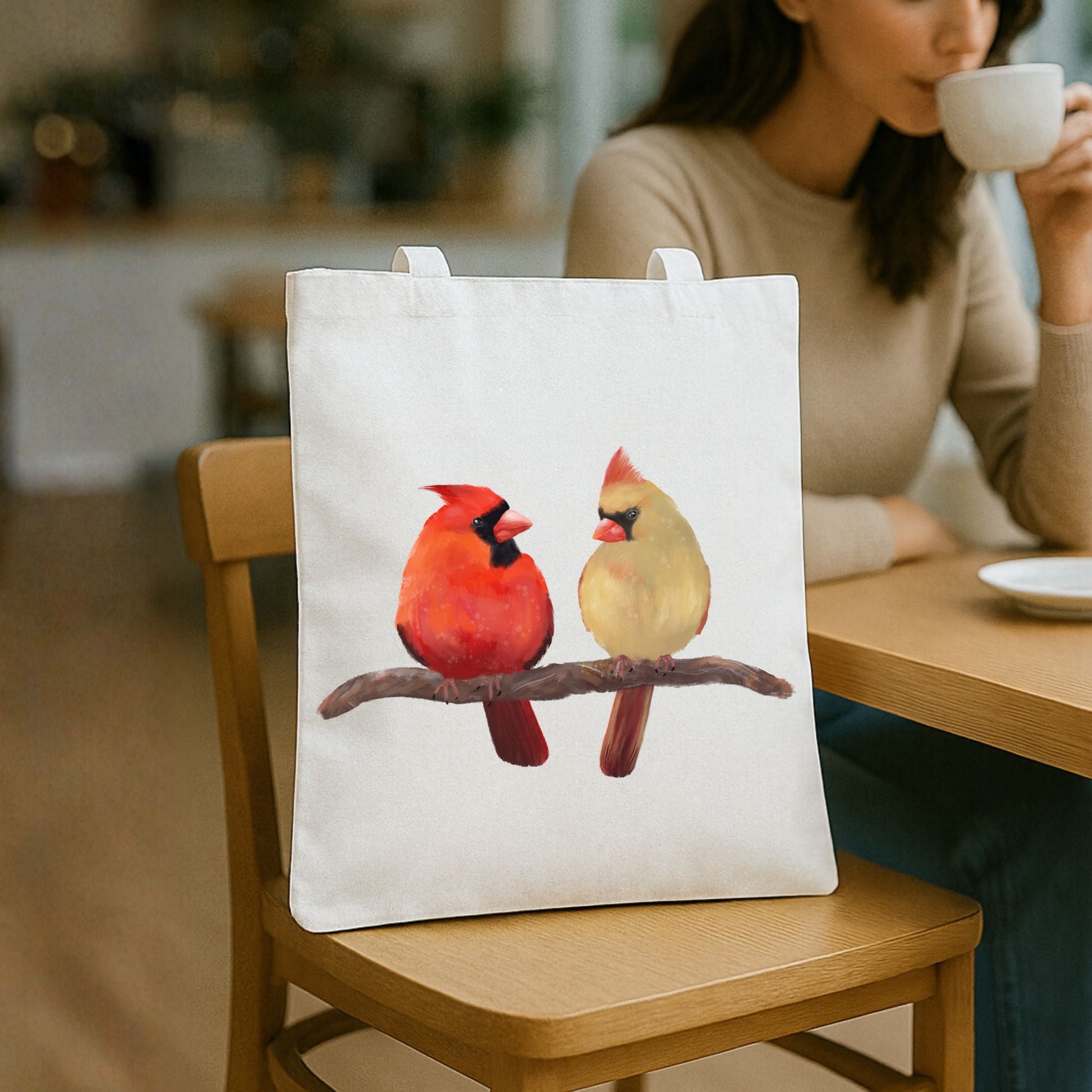 Cardinal Pair Canvas Tote Bag - MerikaArt