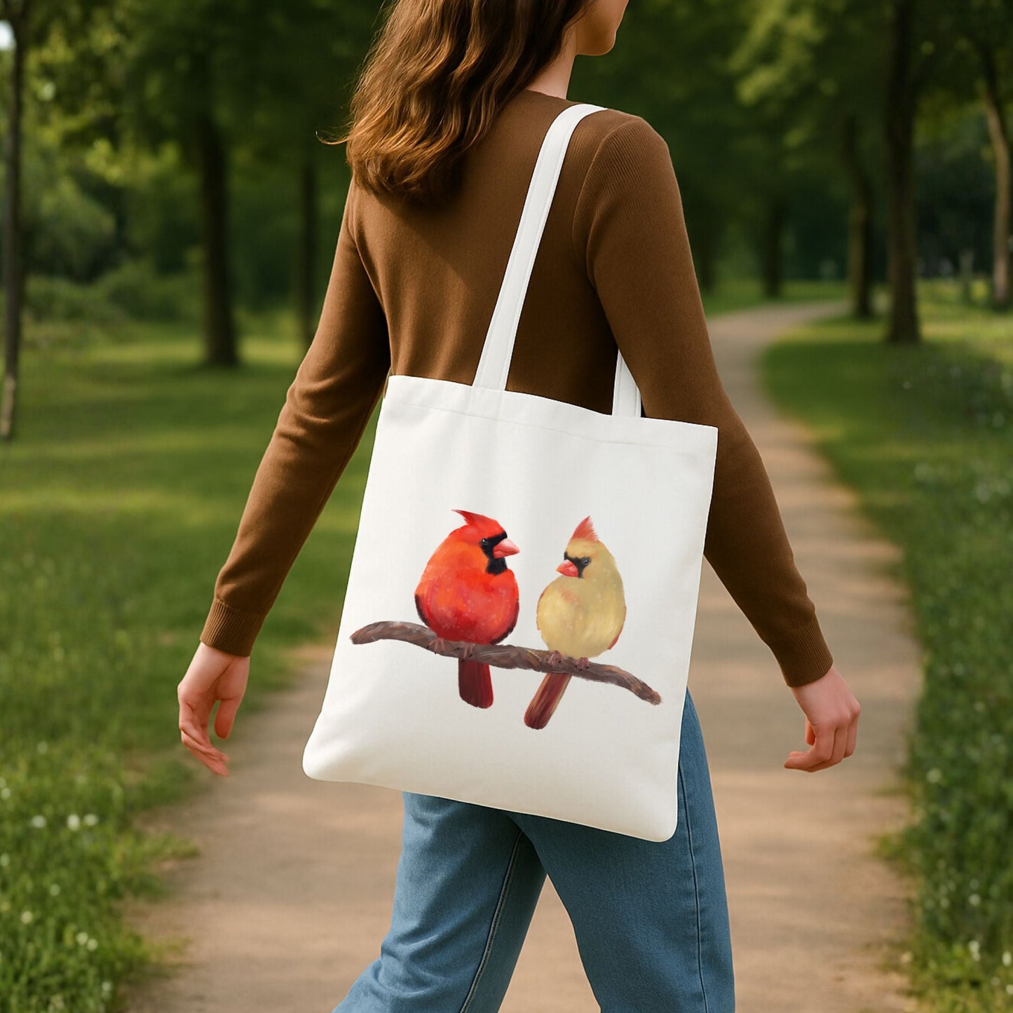 Cardinal Pair Canvas Tote Bag - MerikaArt