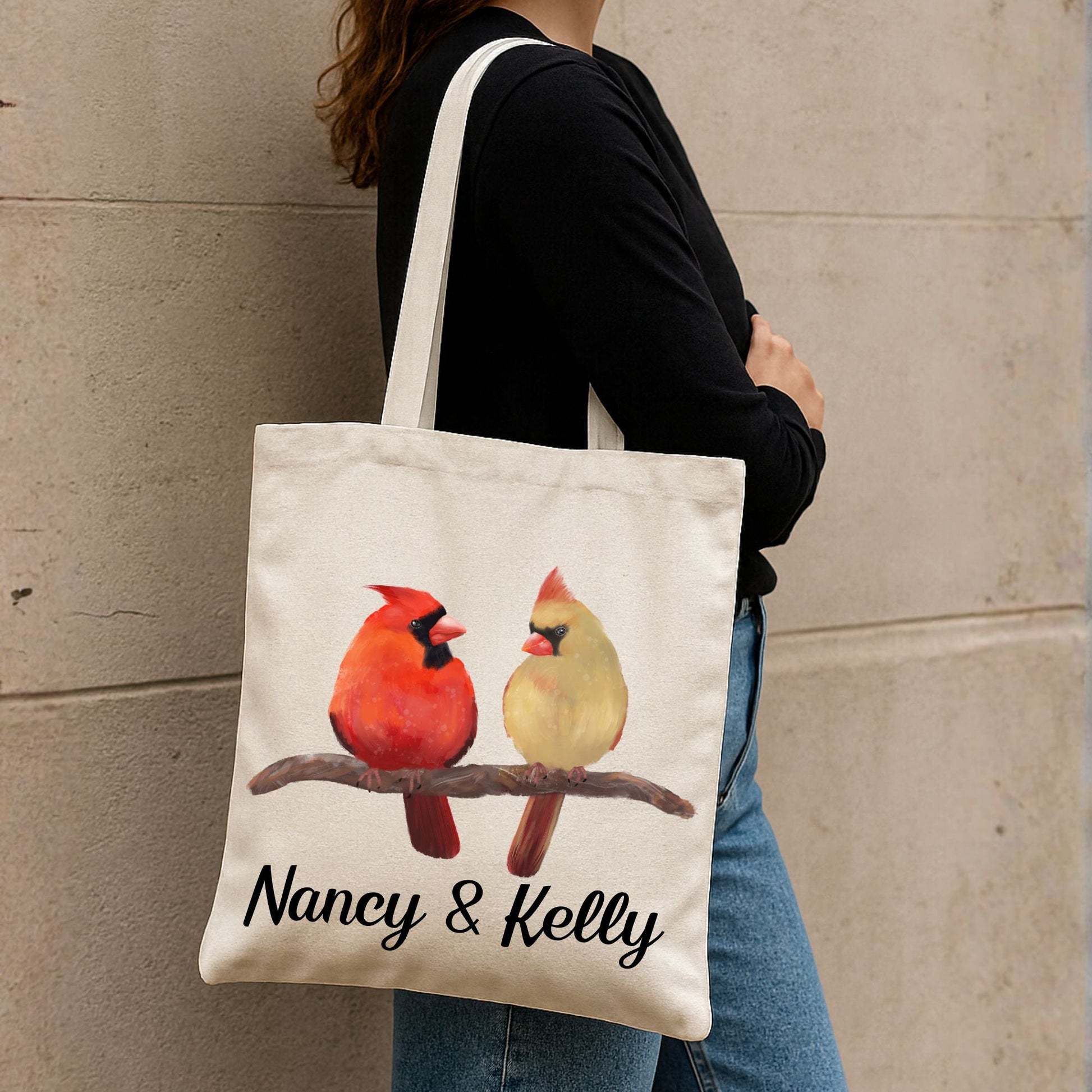 Cardinal Pair Canvas Tote Bag - MerikaArt
