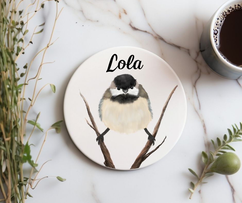 Carolina Chickadee Ceramic Coaster - MerikaArt