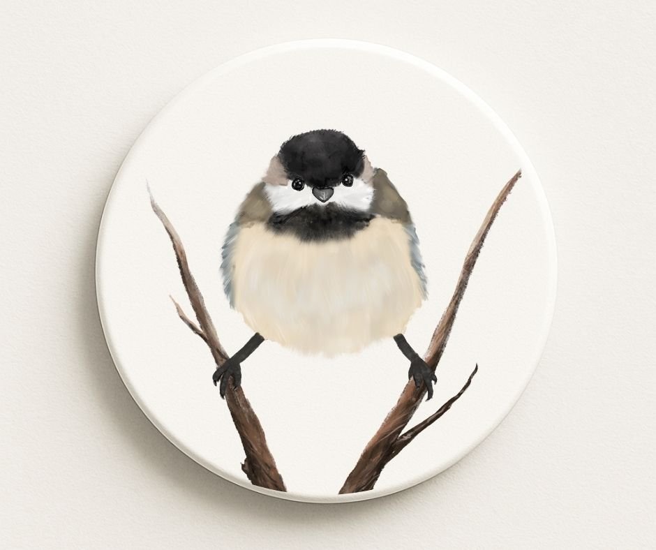 Carolina Chickadee Ceramic Coaster - MerikaArt