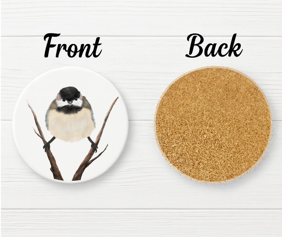 Carolina Chickadee Ceramic Coaster - MerikaArt