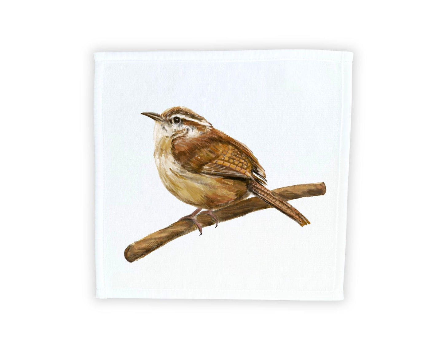 Carolina Wren Bird Washcloth - MerikaArt