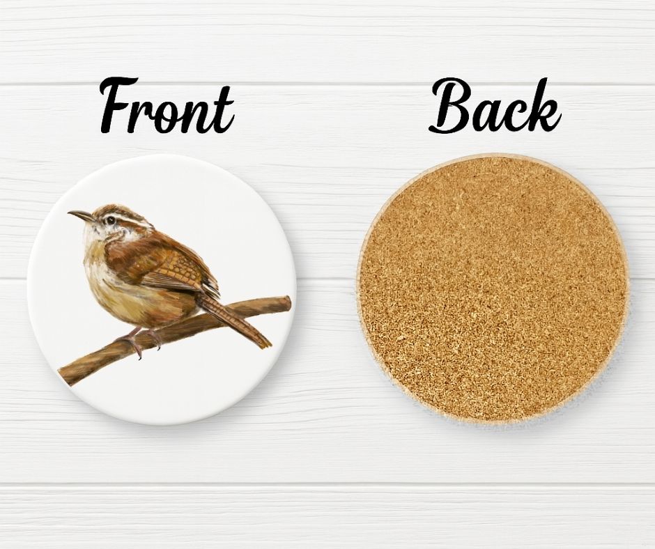 Carolina Wren Ceramic Coaster - MerikaArt