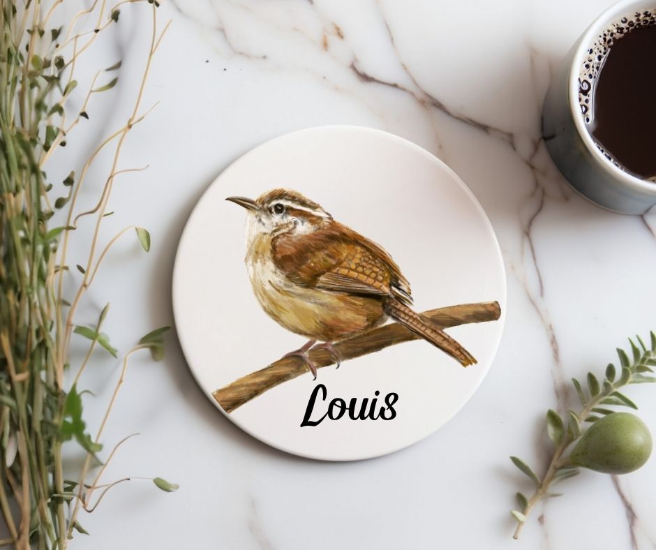 Carolina Wren Ceramic Coaster - MerikaArt