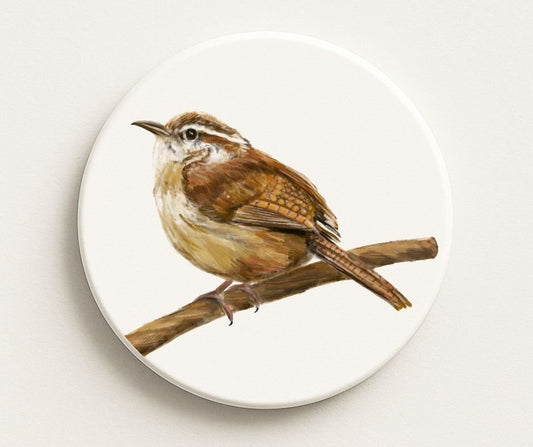 Carolina Wren Ceramic Coaster - MerikaArt