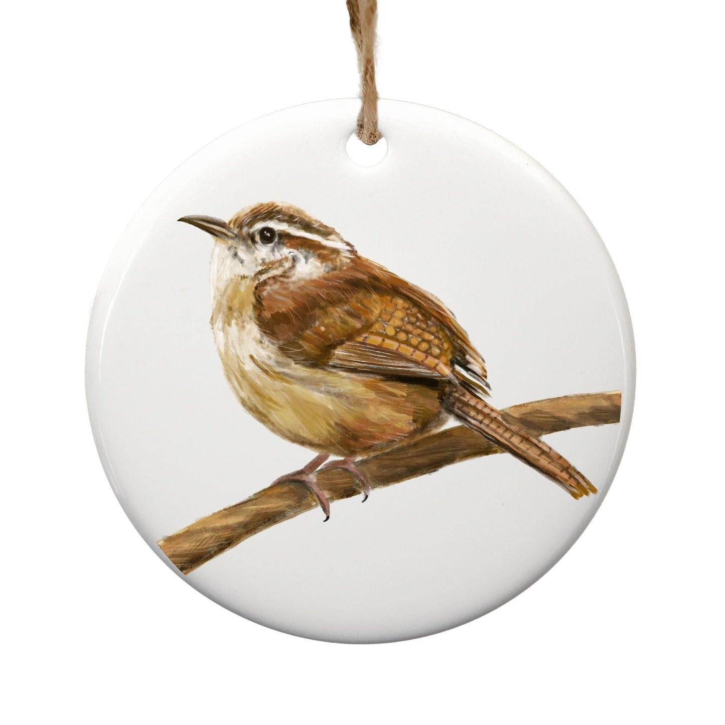 Carolina Wren Ceramic Ornament - MerikaArt