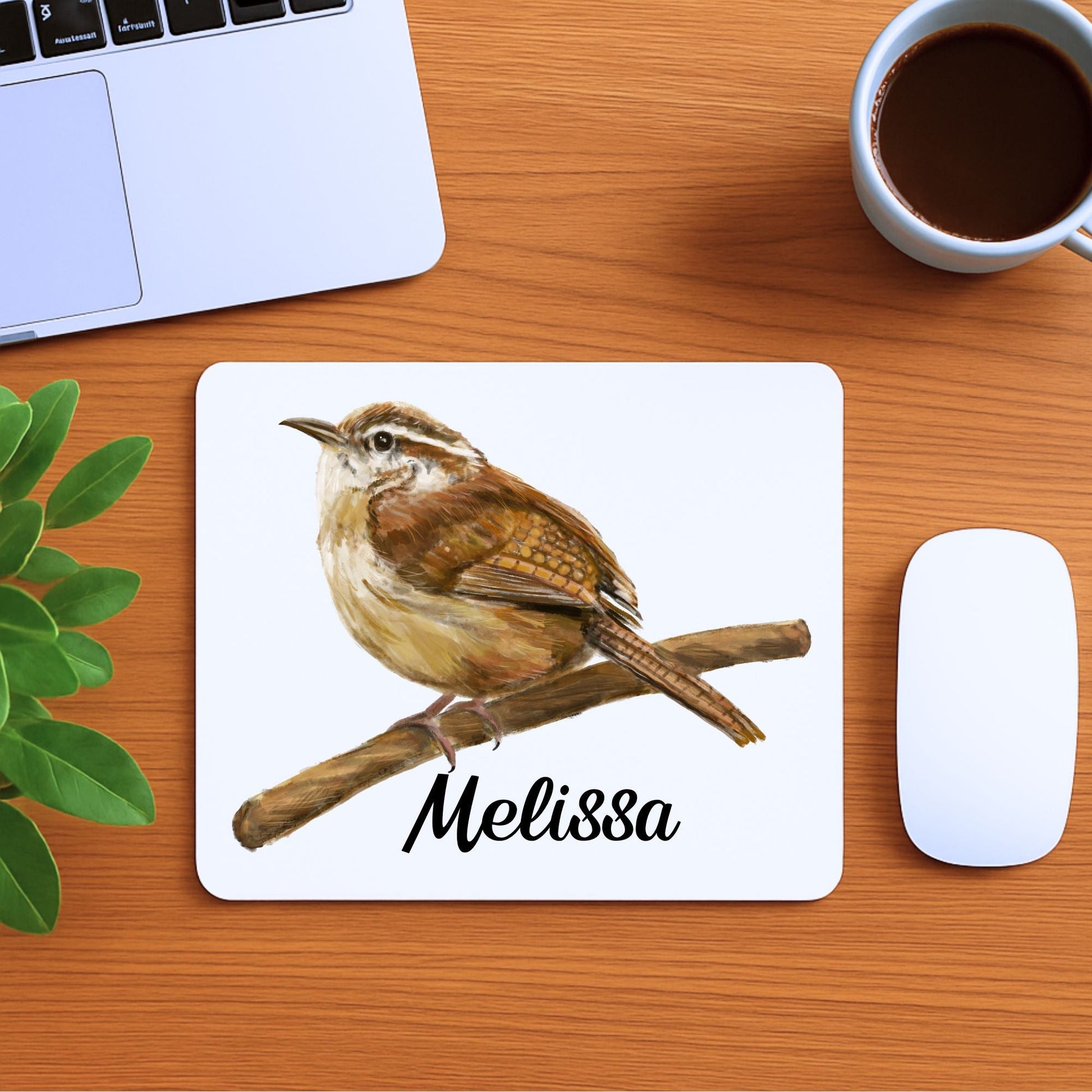 Carolina Wren Mousepad - MerikaArt