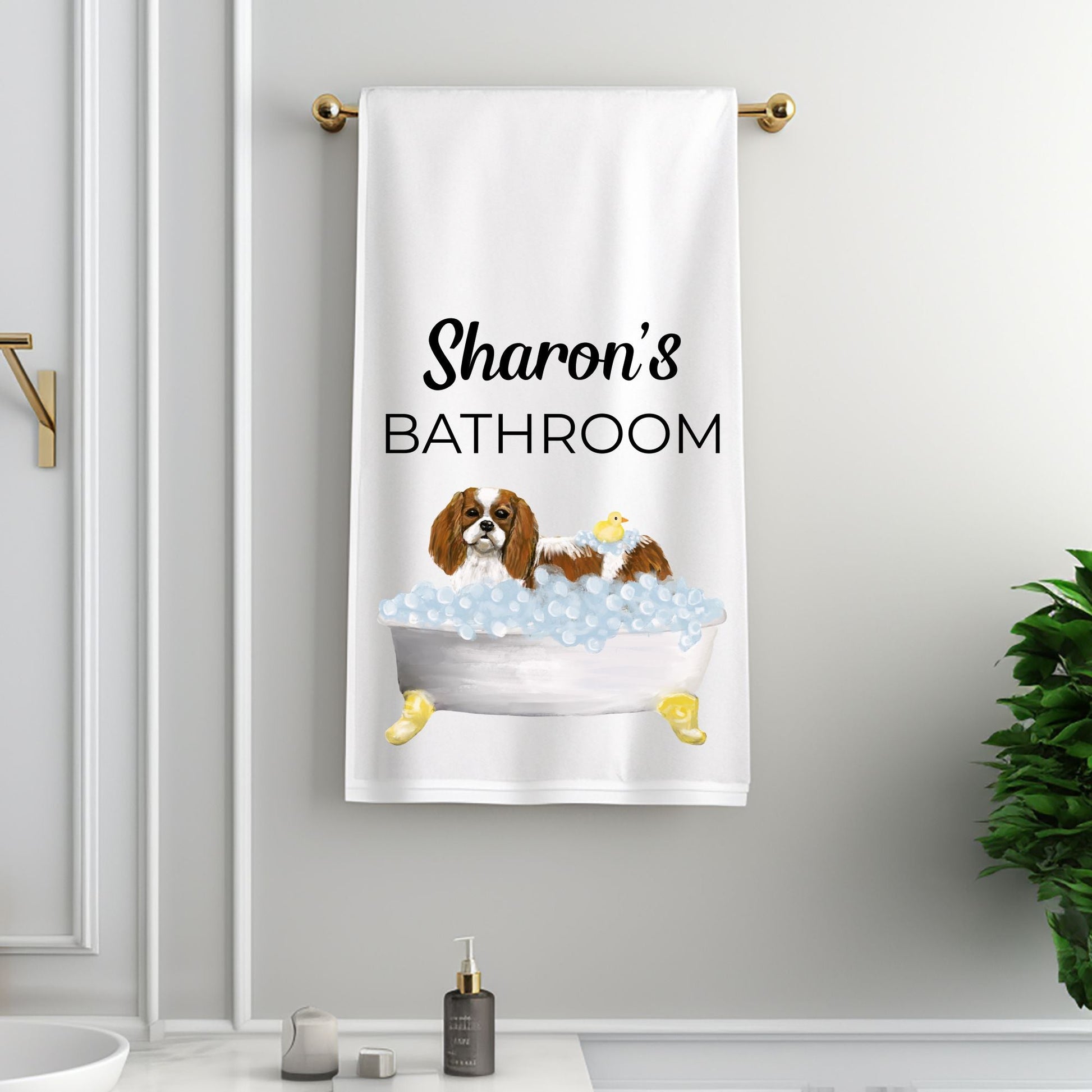 Cavalier King Charles Spaniel Bathroom Towel - MerikaArt