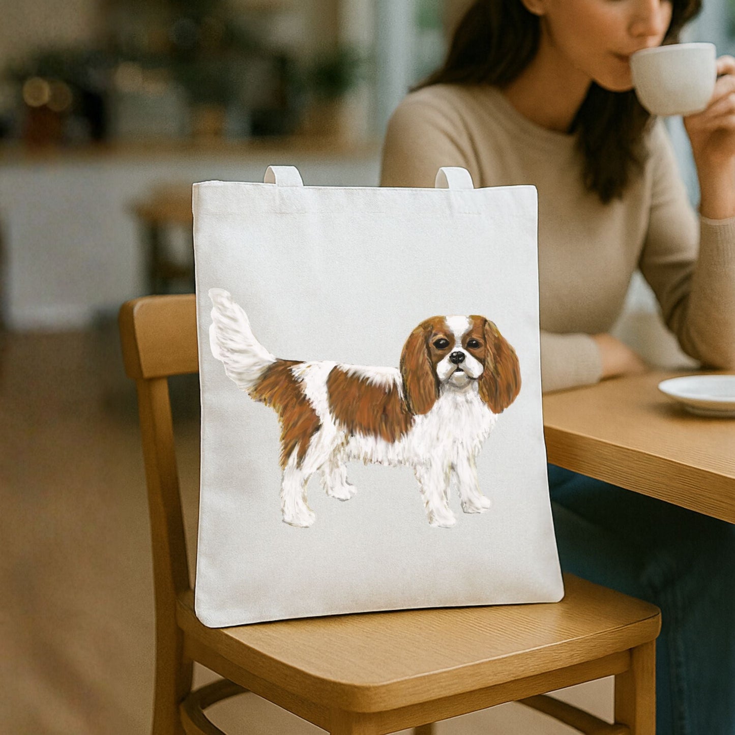 Cavalier King Charles Spaniel Canvas Tote Bag - MerikaArt