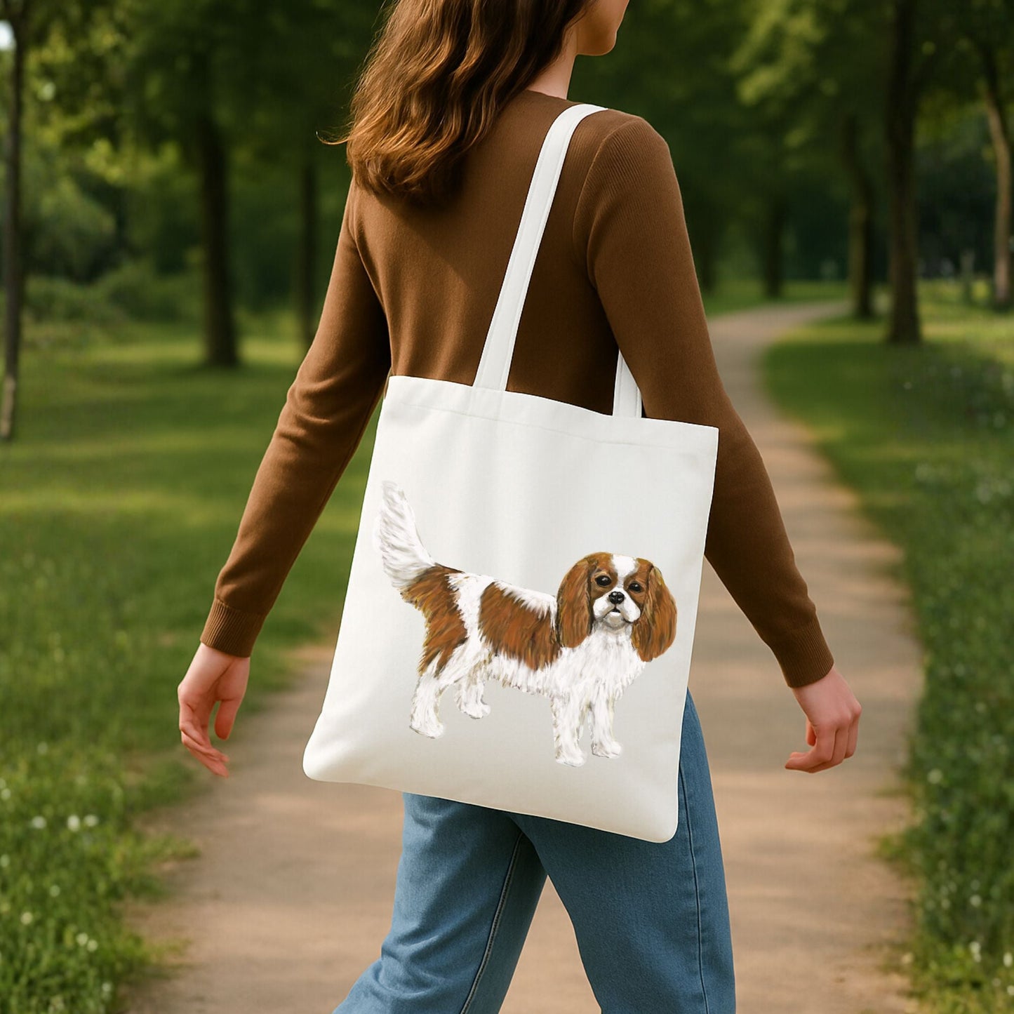 Cavalier King Charles Spaniel Canvas Tote Bag - MerikaArt