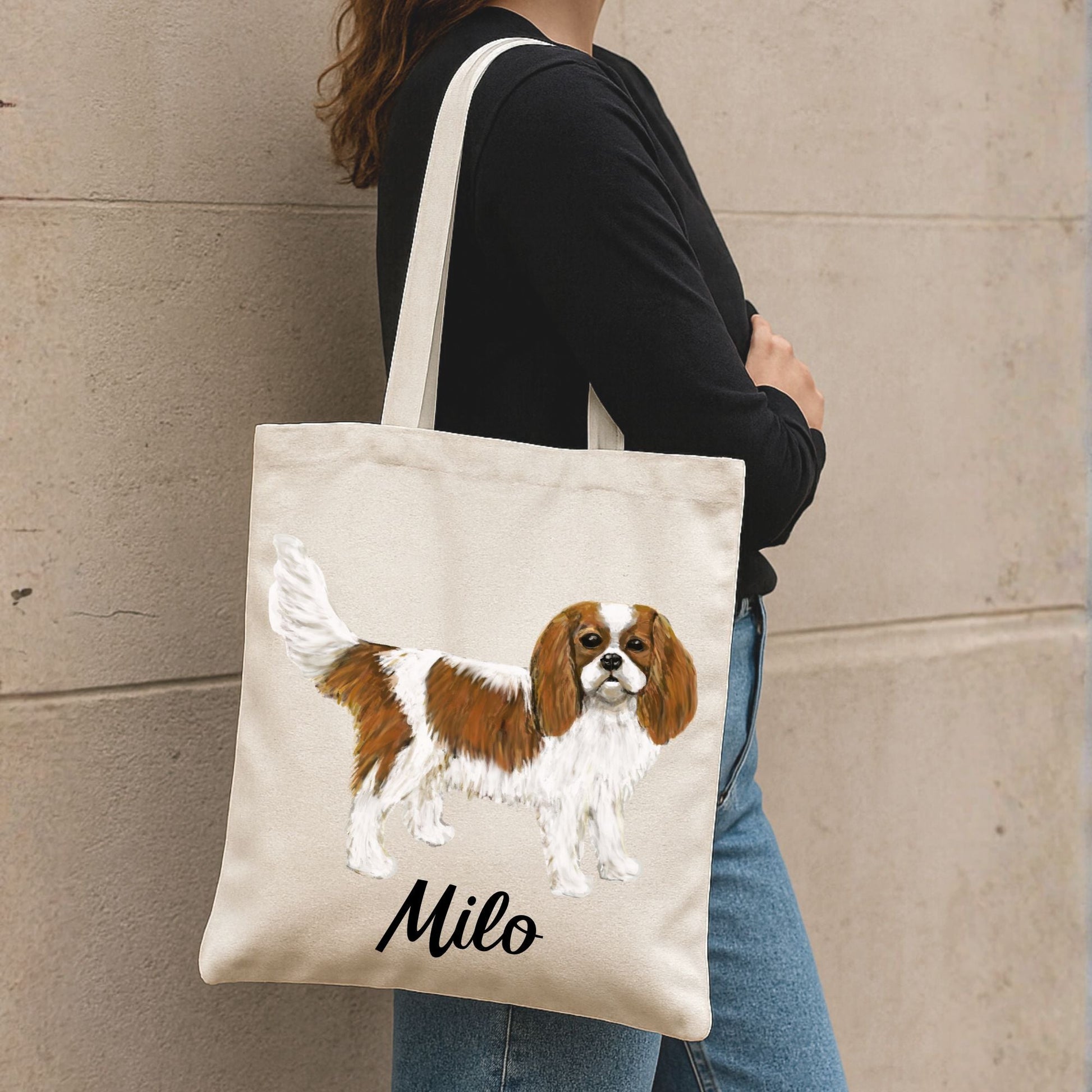 Cavalier King Charles Spaniel Canvas Tote Bag - MerikaArt