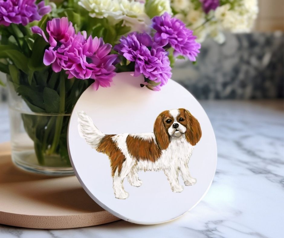 Cavalier King Charles Spaniel Ceramic Coaster - MerikaArt