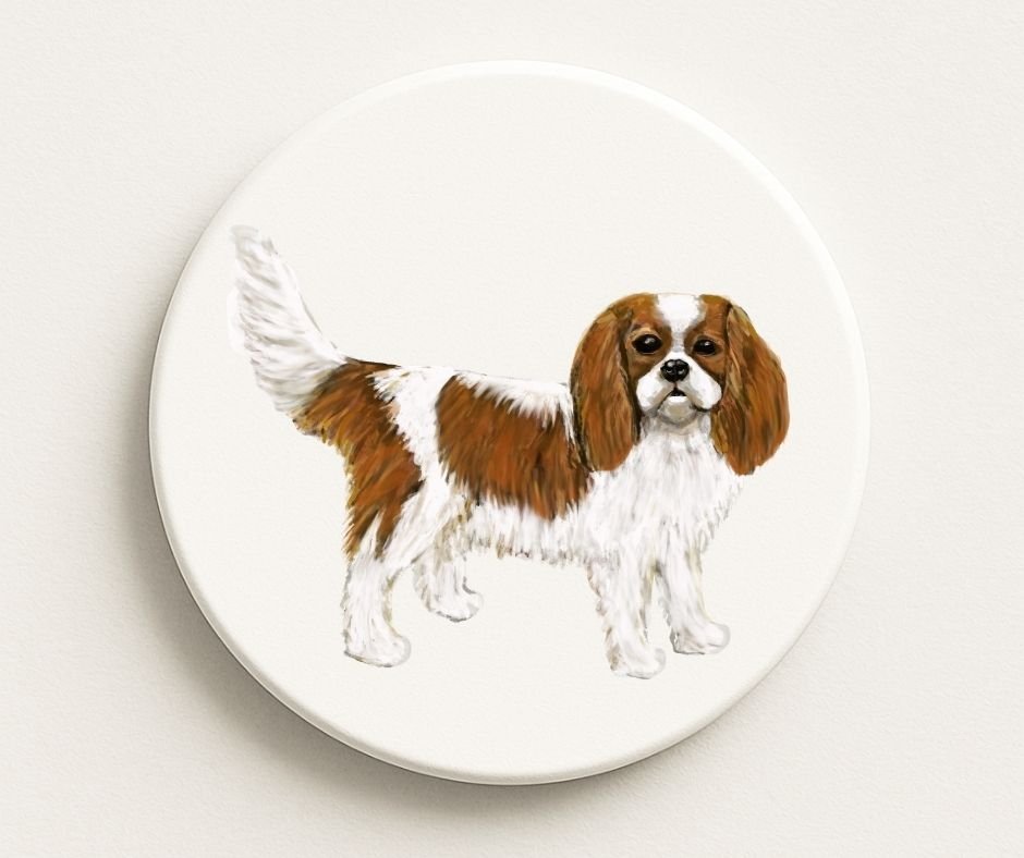 Cavalier King Charles Spaniel Ceramic Coaster - MerikaArt