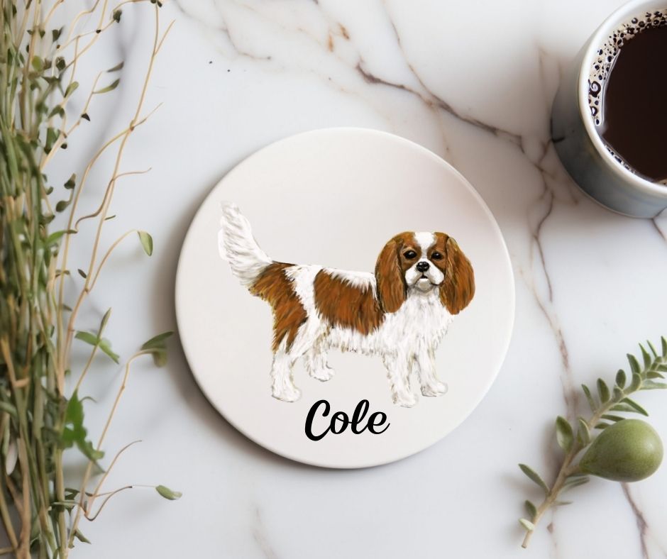 Cavalier King Charles Spaniel Ceramic Coaster - MerikaArt