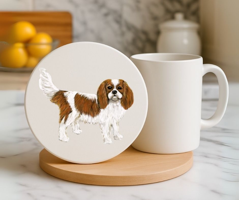 Cavalier King Charles Spaniel Ceramic Coaster - MerikaArt