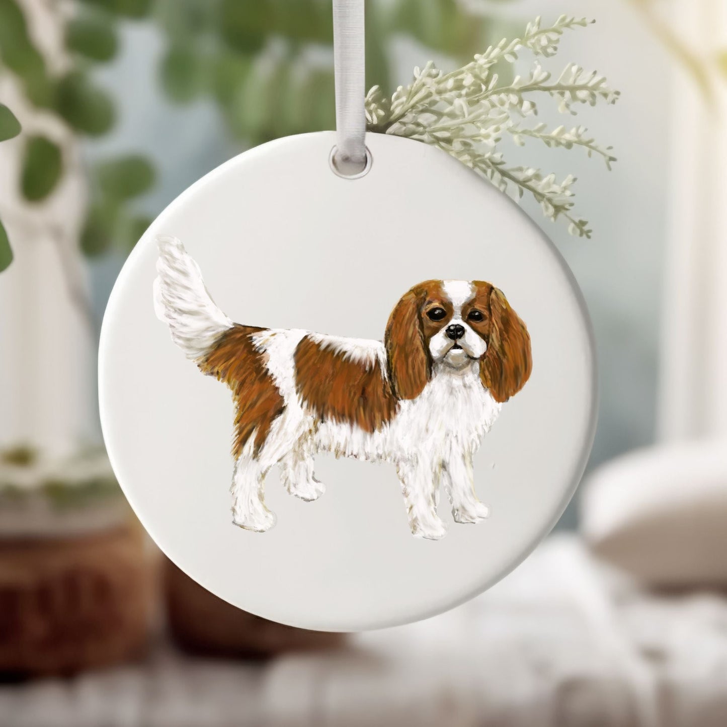Cavalier King Charles Spaniel Ceramic Ornament - MerikaArt
