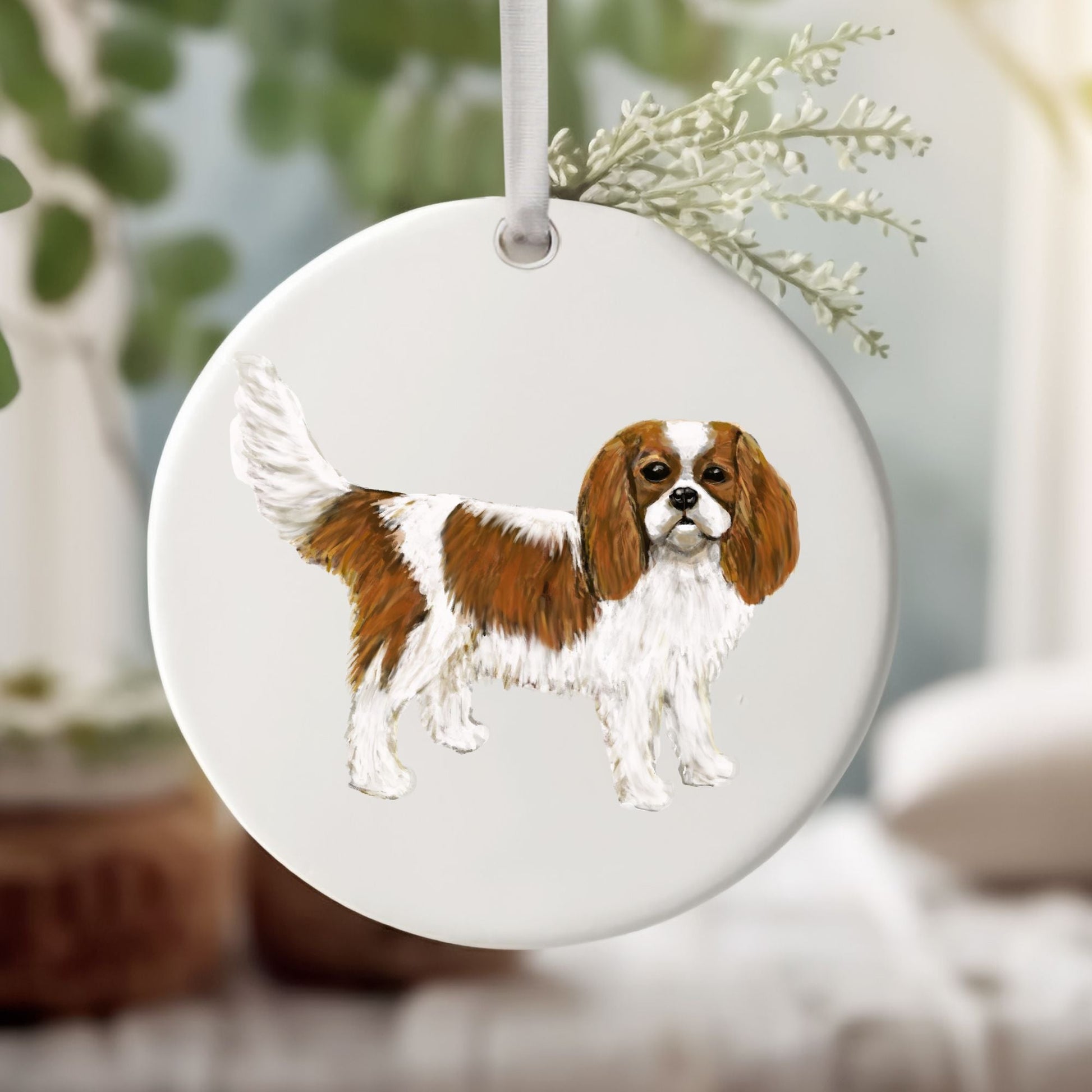 Cavalier King Charles Spaniel Ceramic Ornament - MerikaArt