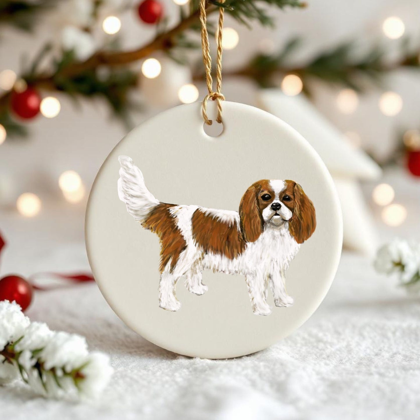 Cavalier King Charles Spaniel Ceramic Ornament - MerikaArt