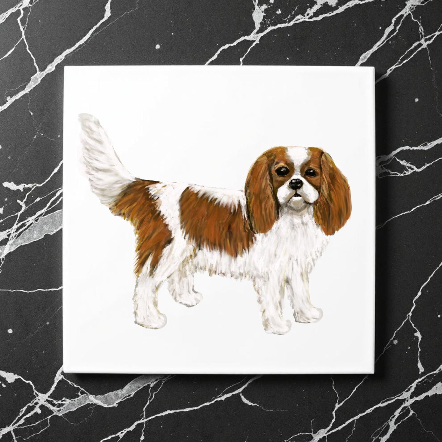 Cavalier King Charles Spaniel Ceramic Tile - MerikaArt