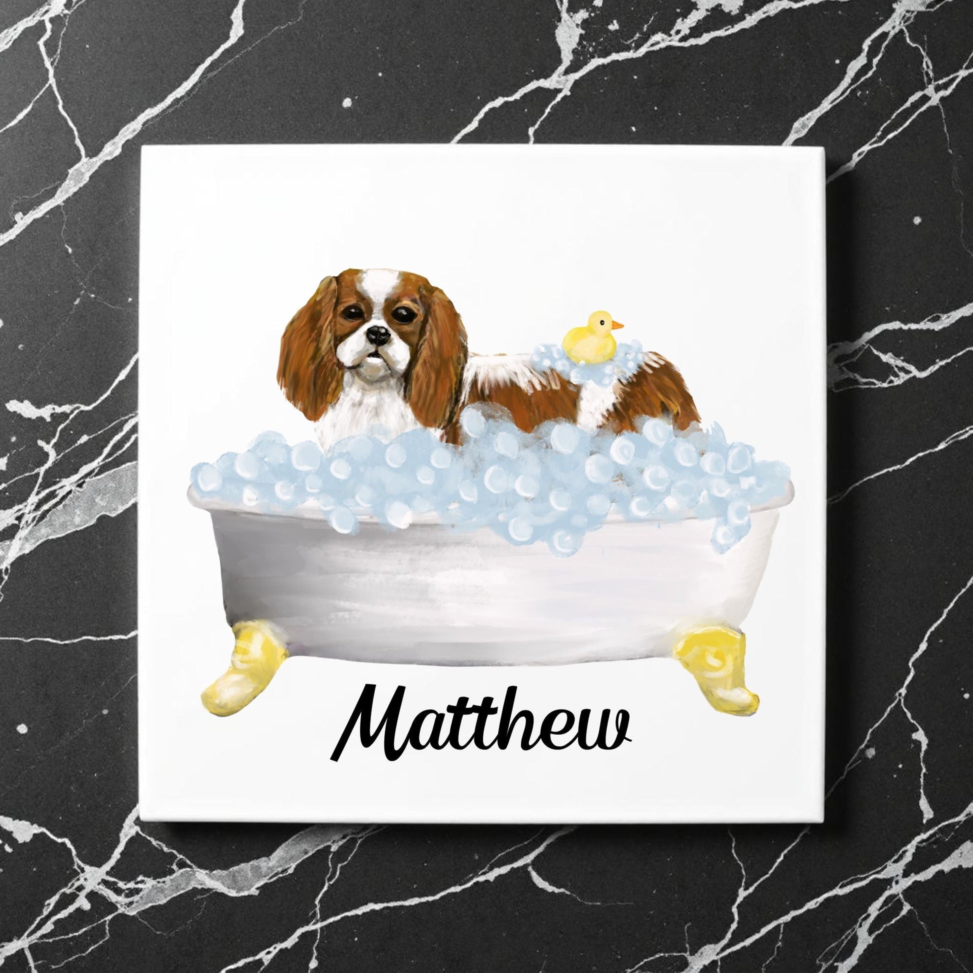 Cavalier King Charles Spaniel Ceramic Tile - MerikaArt