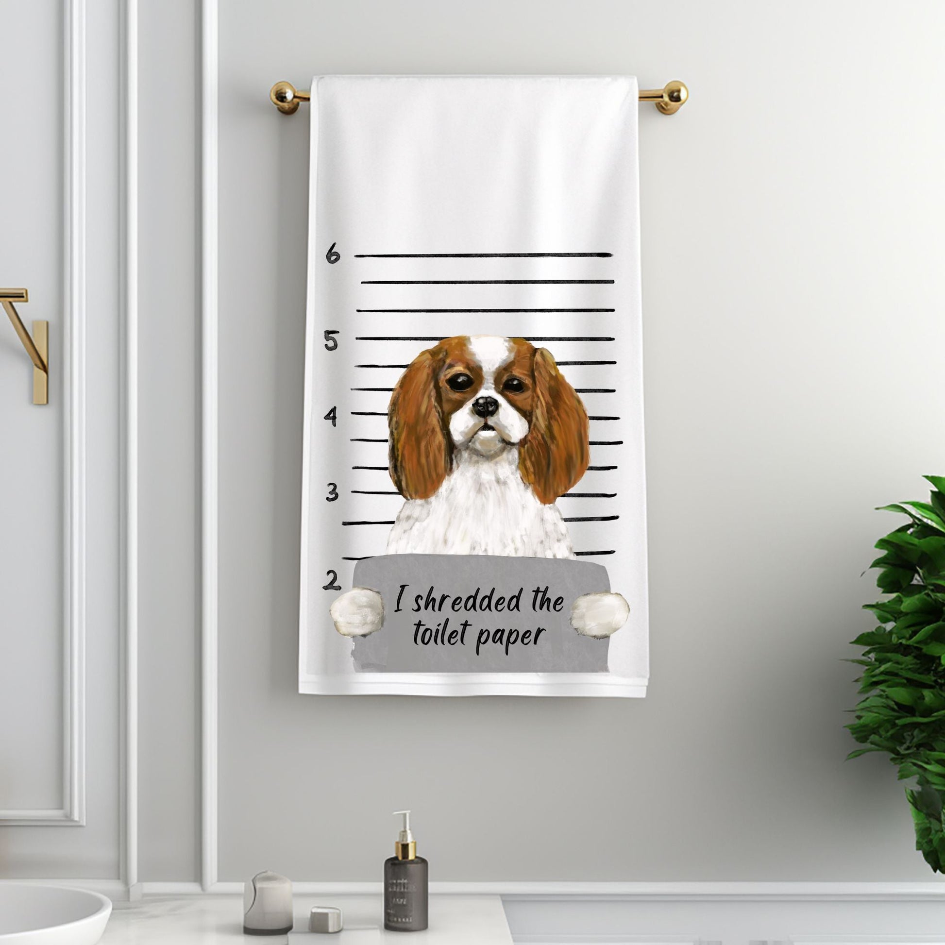 Cavalier King Charles Spaniel Mugshot Bathroom Towel - MerikaArt