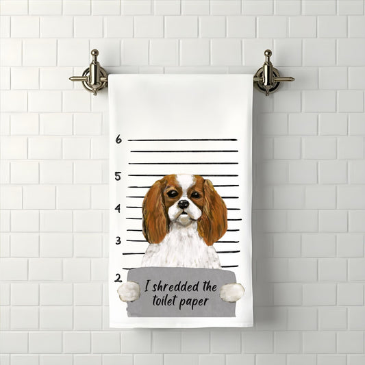 Cavalier King Charles Spaniel Mugshot Bathroom Towel - MerikaArt