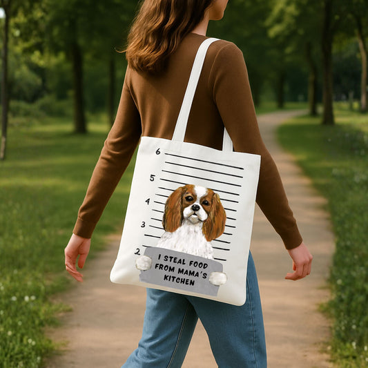 Cavalier King Charles Spaniel Mugshot Tote Bag - MerikaArt