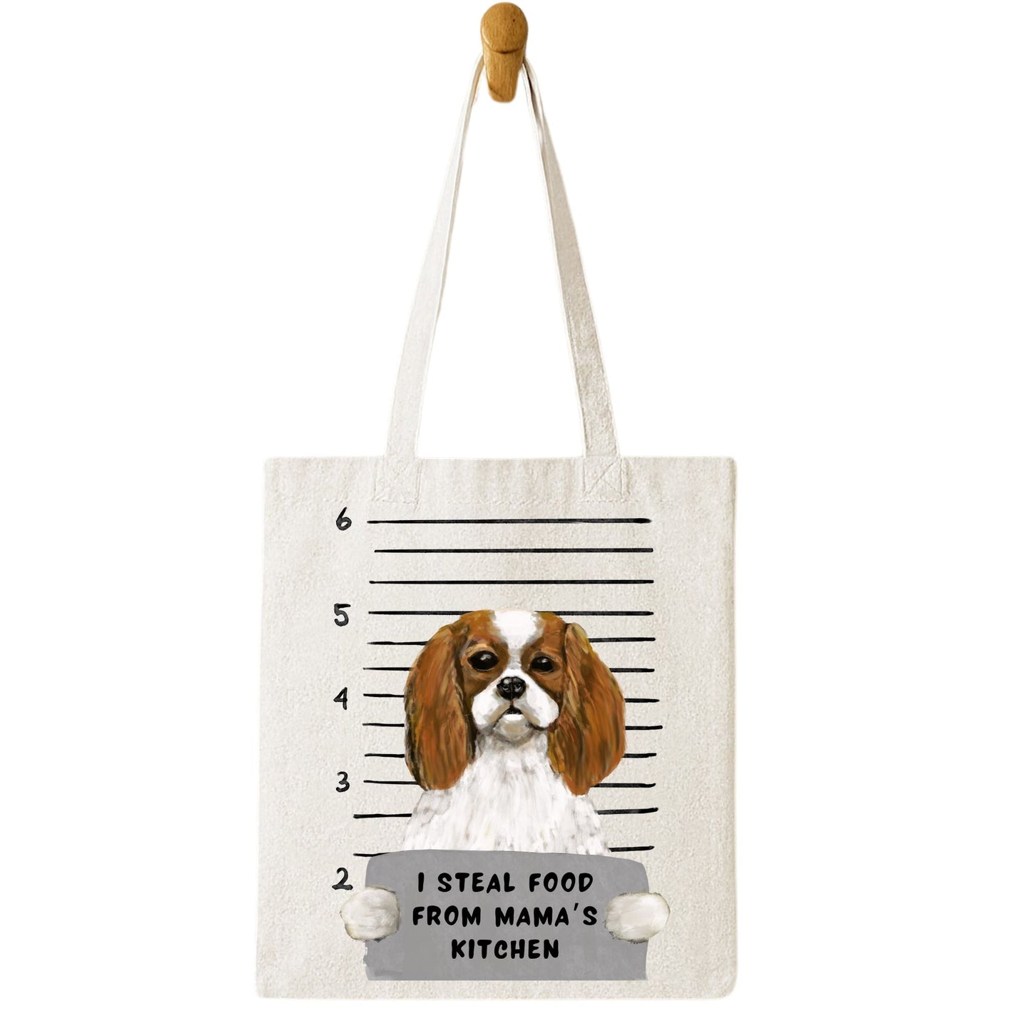 Cavalier King Charles Spaniel Mugshot Tote Bag - MerikaArt