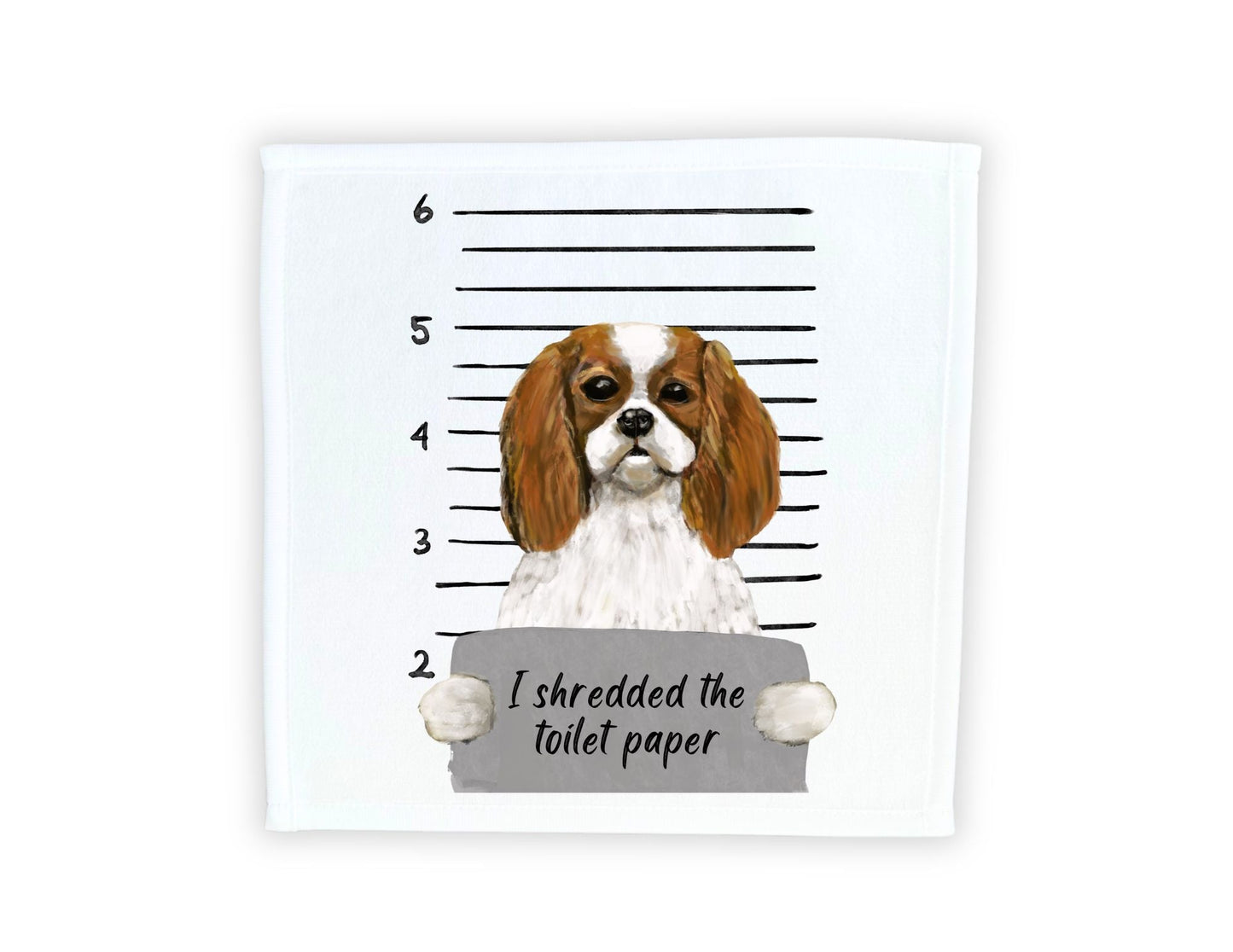 Cavalier King Charles Spaniel Mugshot Washcloth - MerikaArt