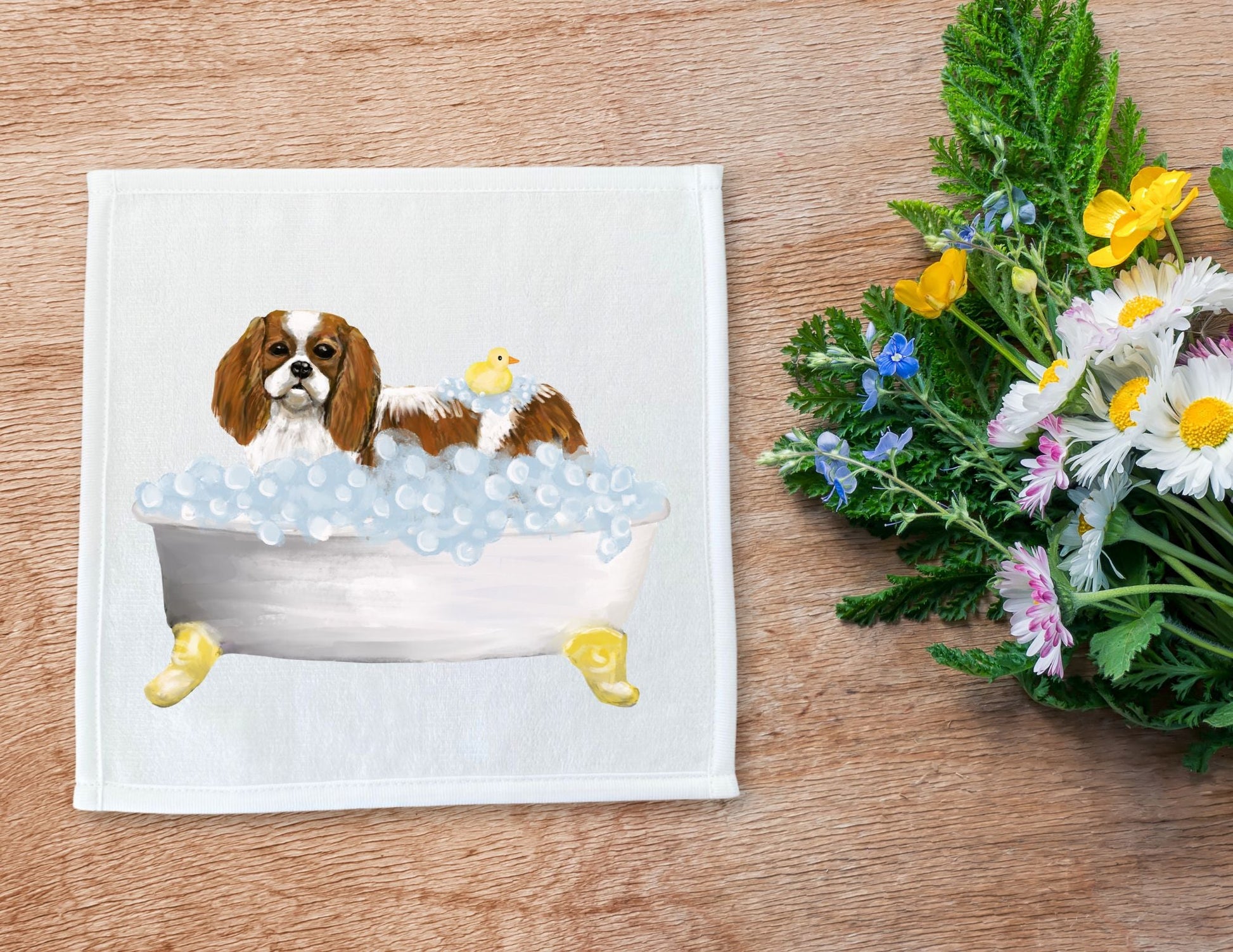 Cavalier King Charles Spaniel Washcloth - MerikaArt
