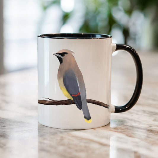 Cedar Waxwing Bird Ceramic Coffee Mug - MerikaArt