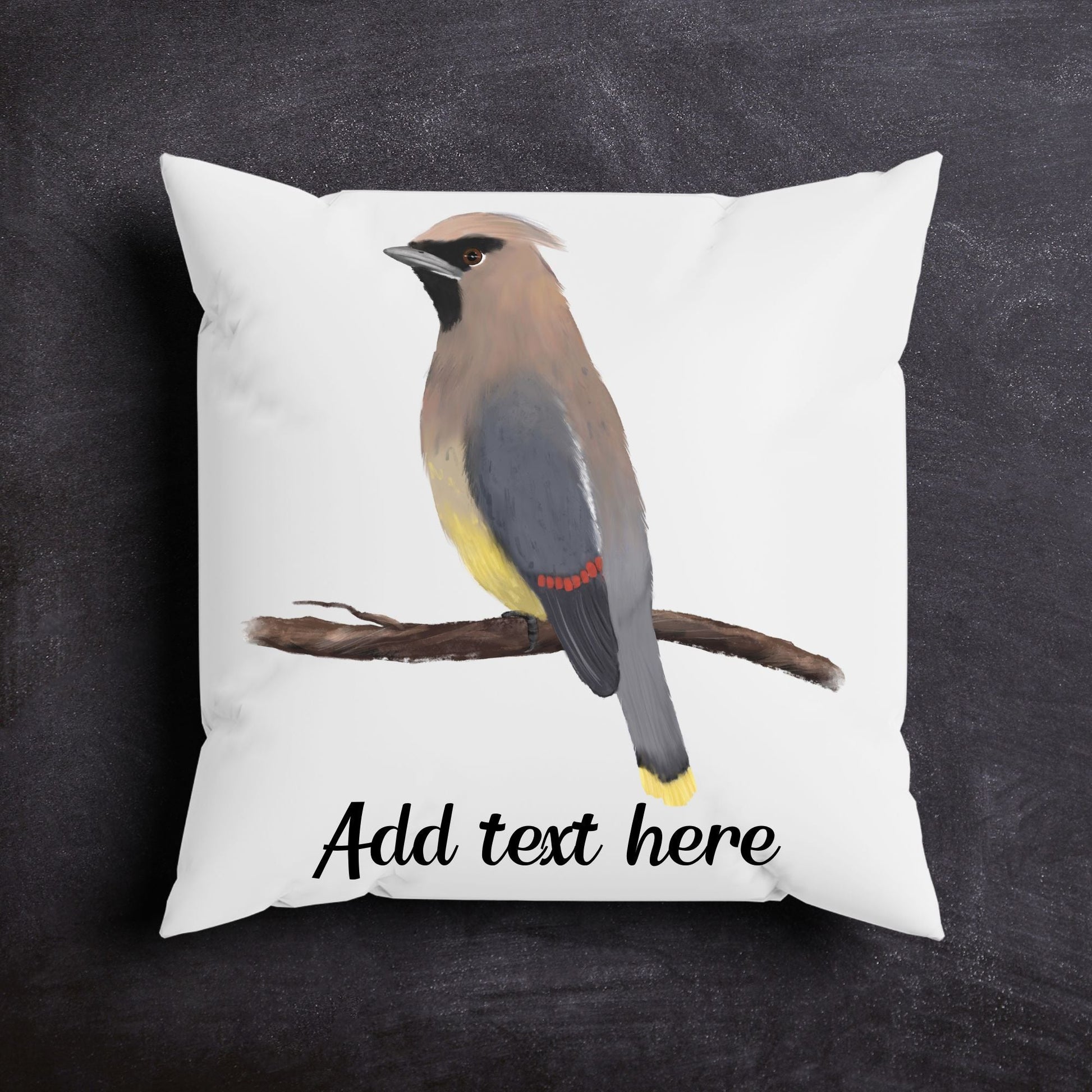 Cedar Waxwing Bird Pillow - MerikaArt