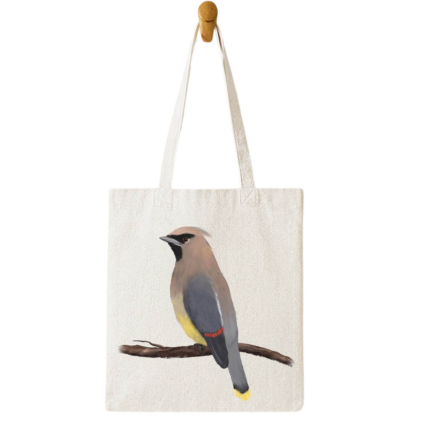 Cedar Waxwing Canvas Tote Bag - MerikaArt