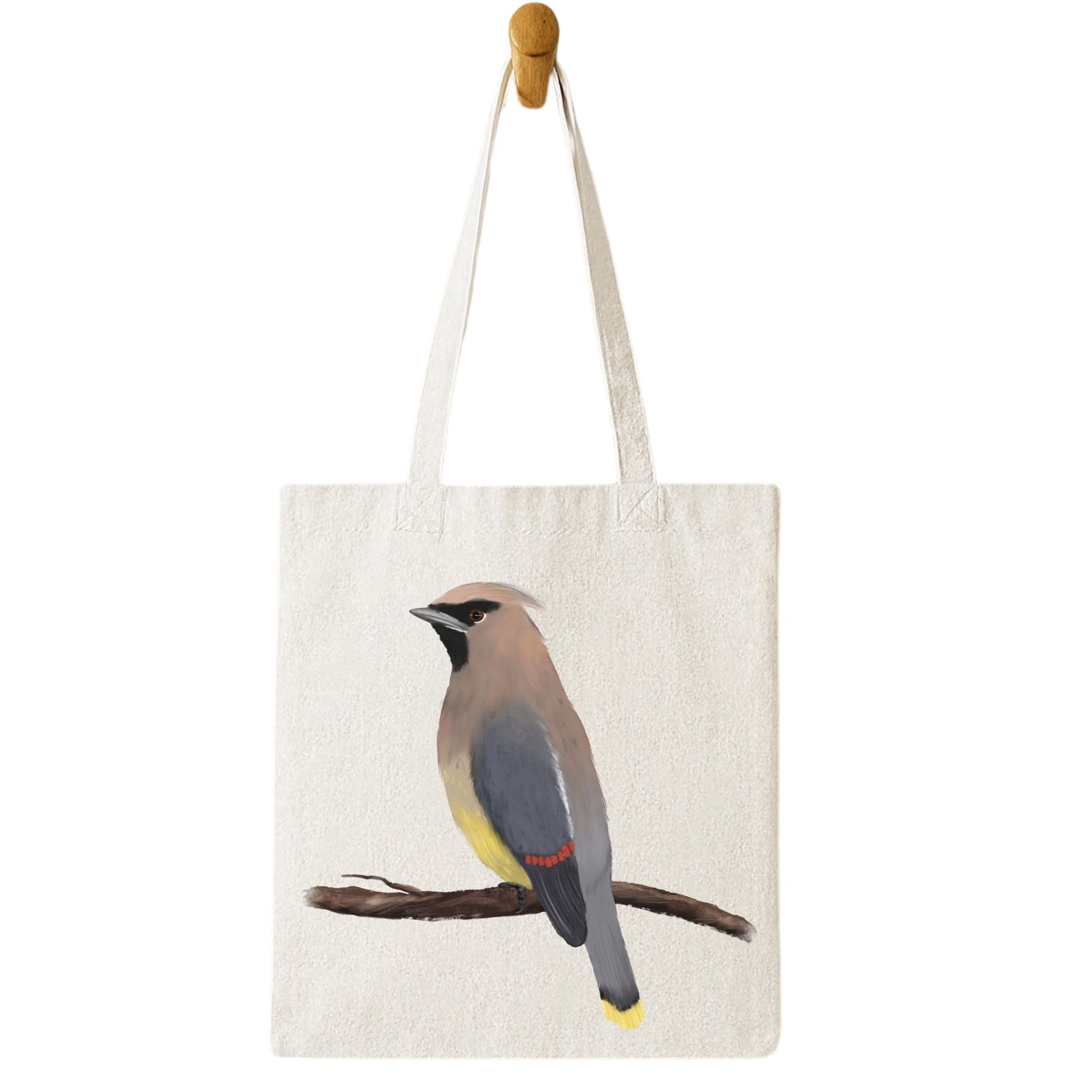 Cedar Waxwing Canvas Tote Bag - MerikaArt