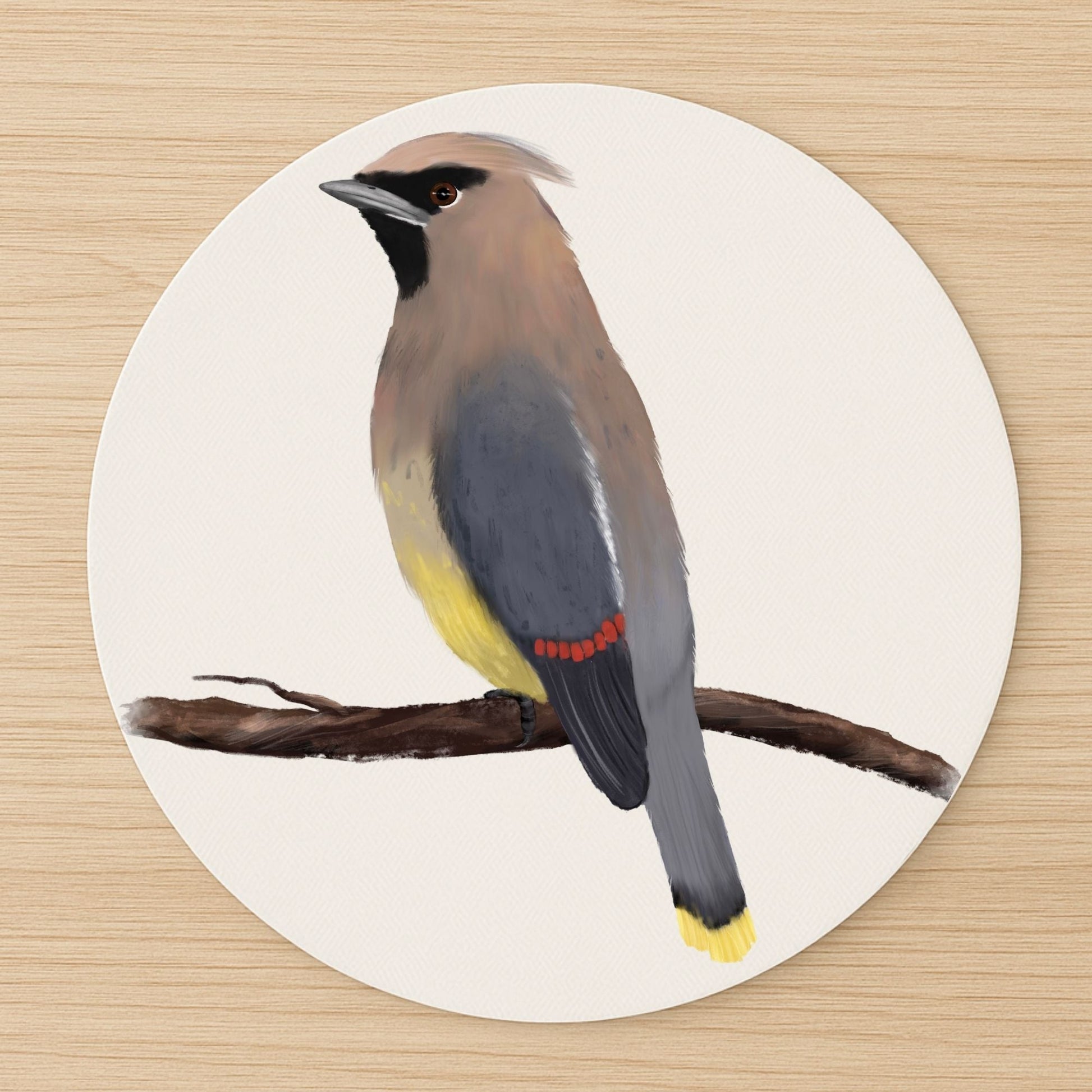 Cedar Waxwing Mousepad - MerikaArt