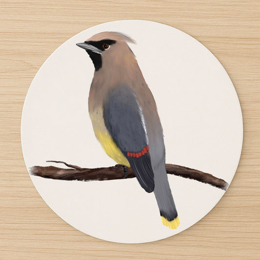 Cedar Waxwing Mousepad - MerikaArt