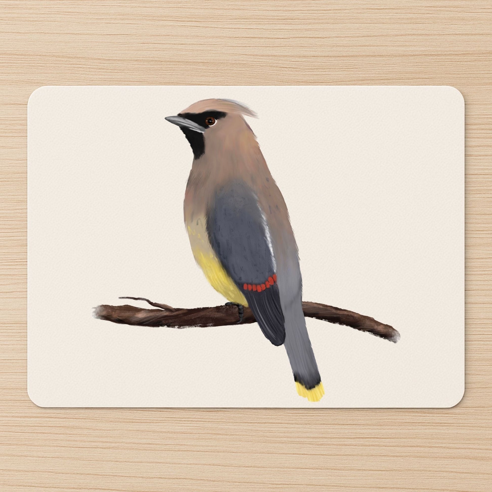 Cedar Waxwing Mousepad - MerikaArt