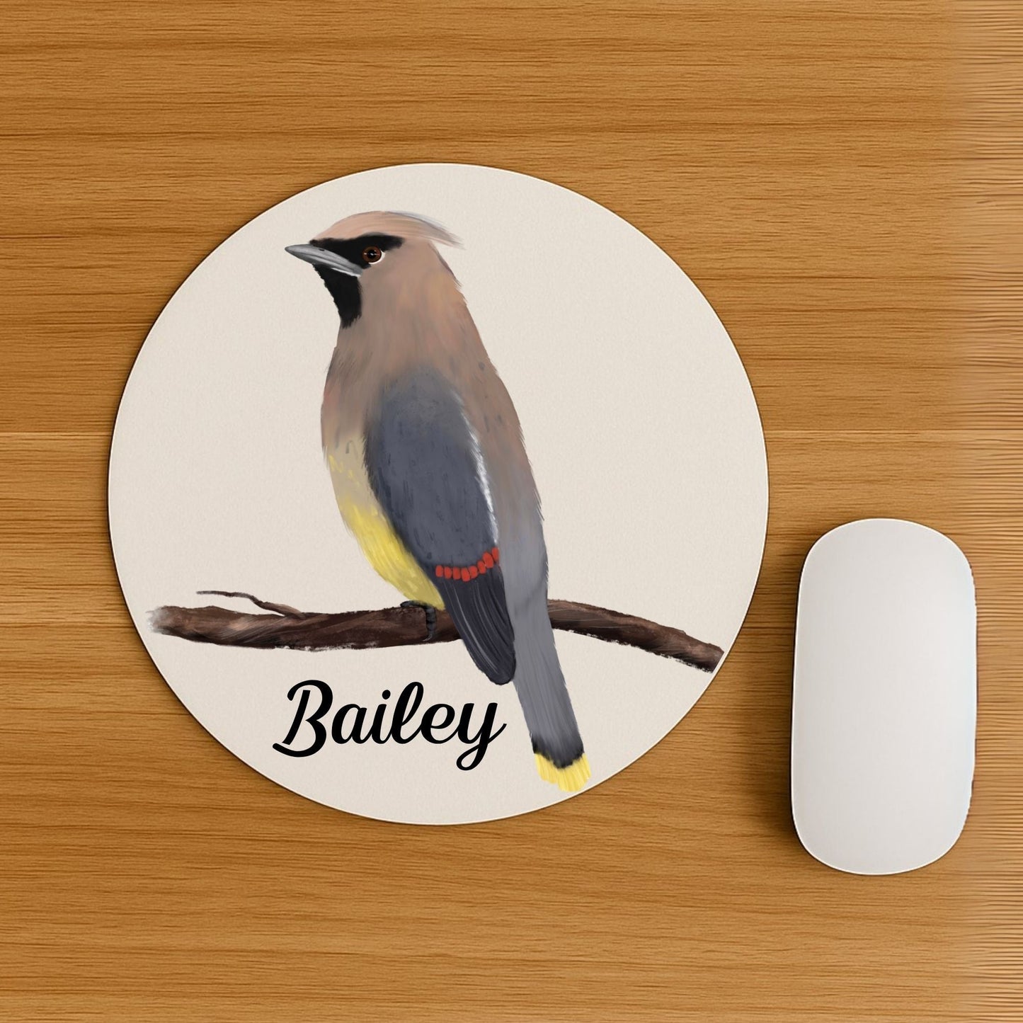 Cedar Waxwing Mousepad - MerikaArt