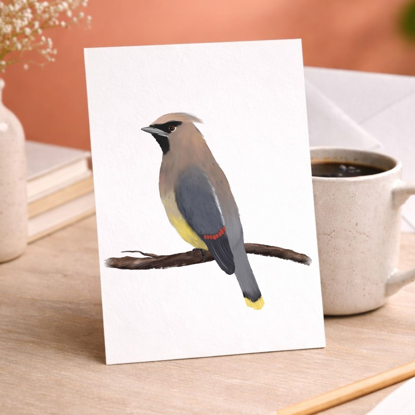Cedar Waxwing Postcard - MerikaArt