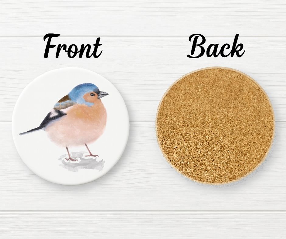 Chaffinch Bird Ceramic Coaster - MerikaArt