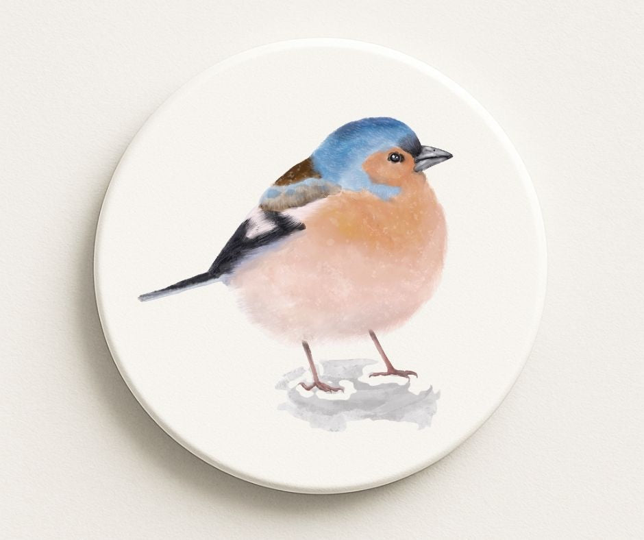 Chaffinch Bird Ceramic Coaster - MerikaArt