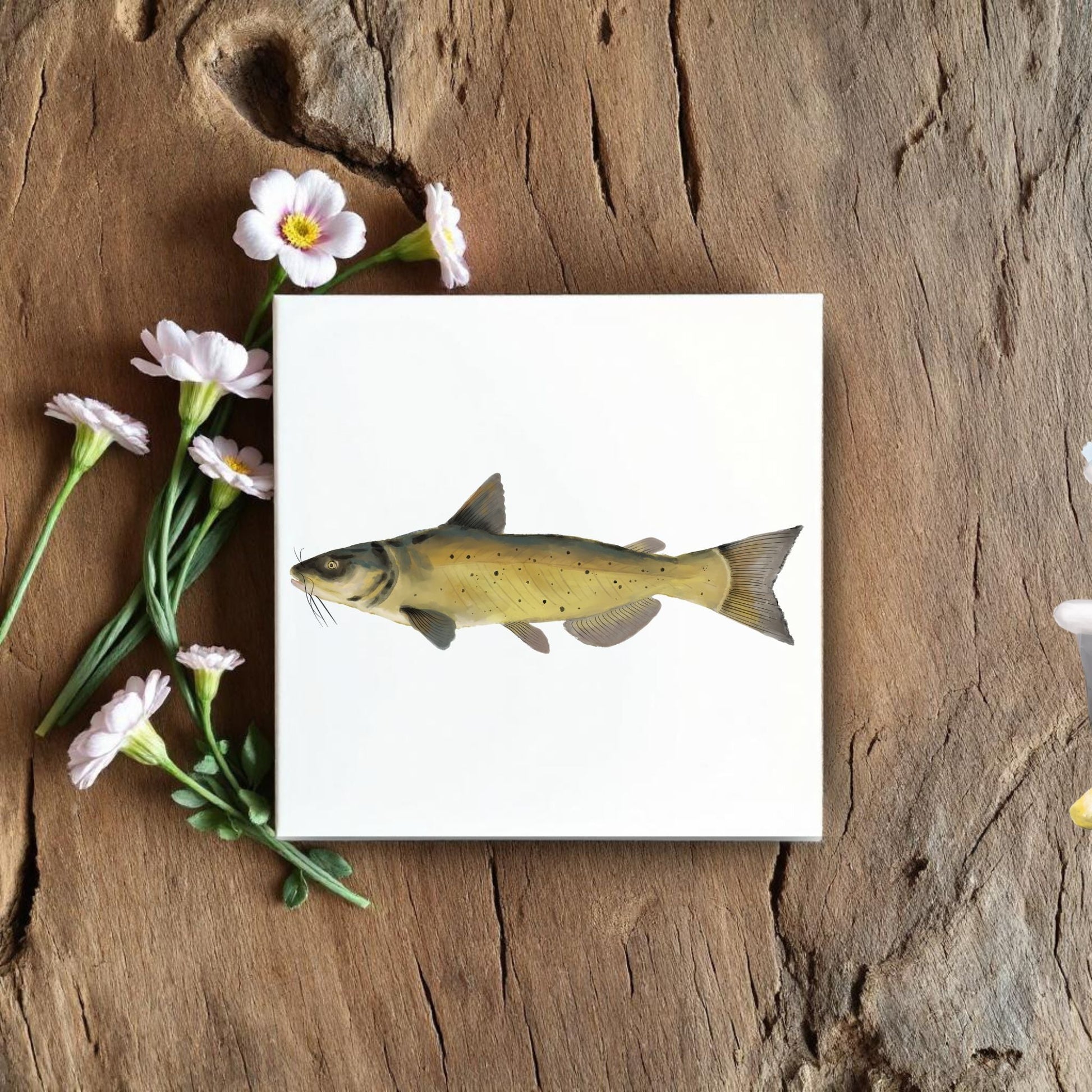 Channel Catfish Ceramic Tile – Handcrafted Aquatic Decor - MerikaArt