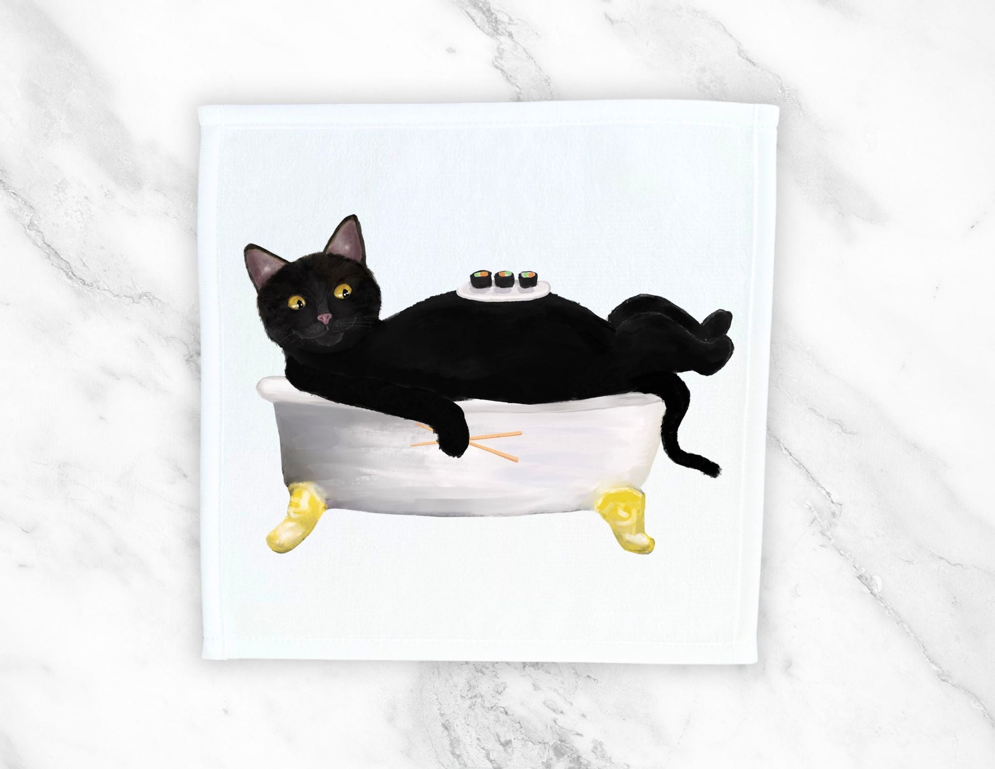 Charming Black Cat Bath Washcloth – Whimsical Gift for Cat Lovers - MerikaArt