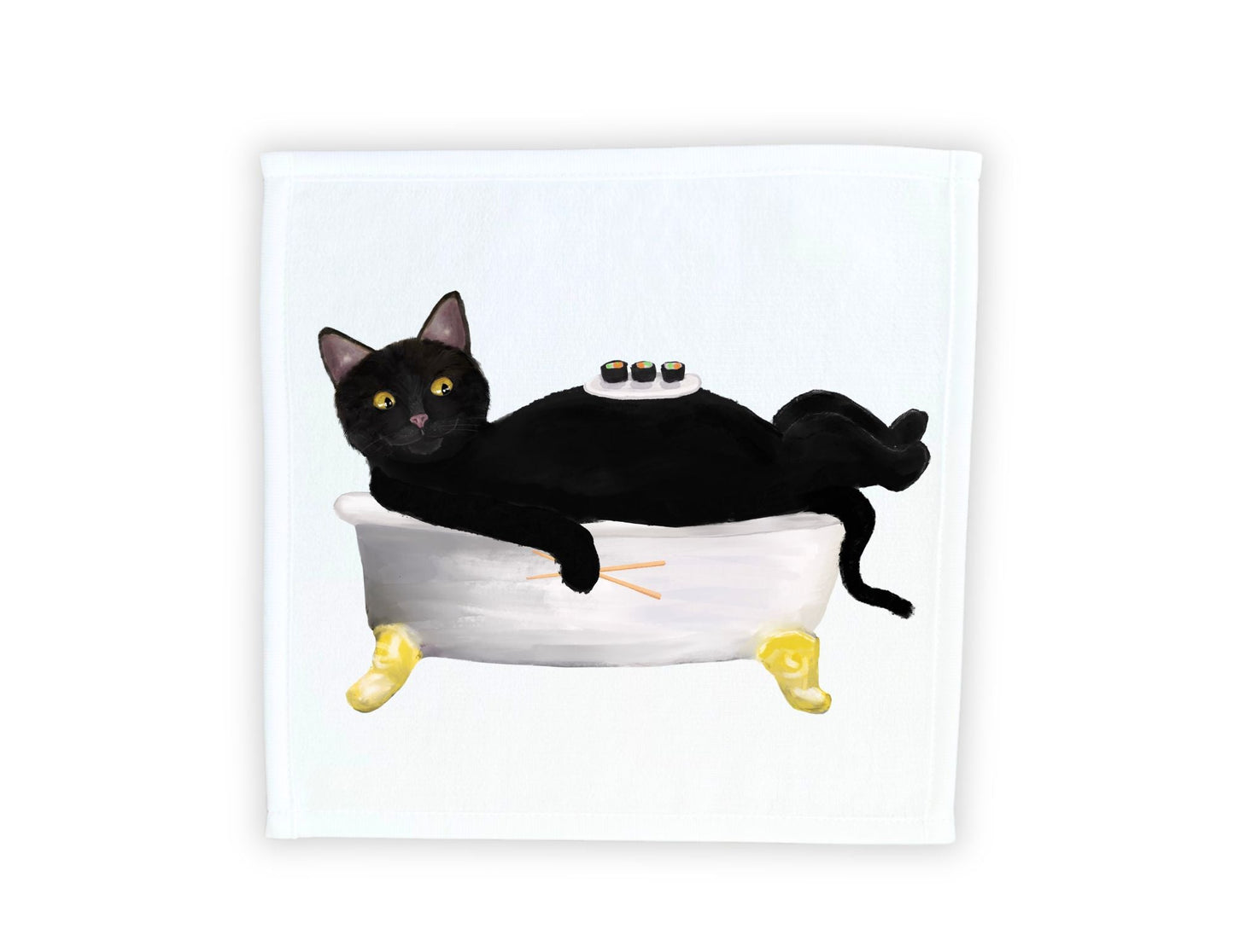 Charming Black Cat Bath Washcloth – Whimsical Gift for Cat Lovers - MerikaArt