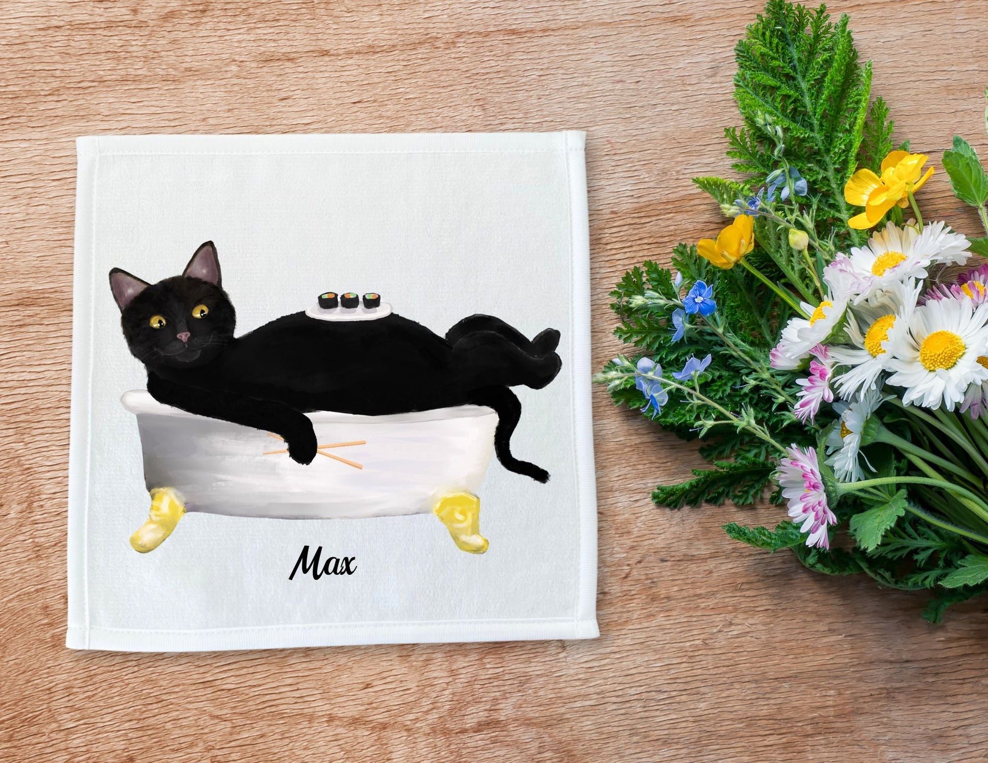 Charming Black Cat Bath Washcloth – Whimsical Gift for Cat Lovers - MerikaArt