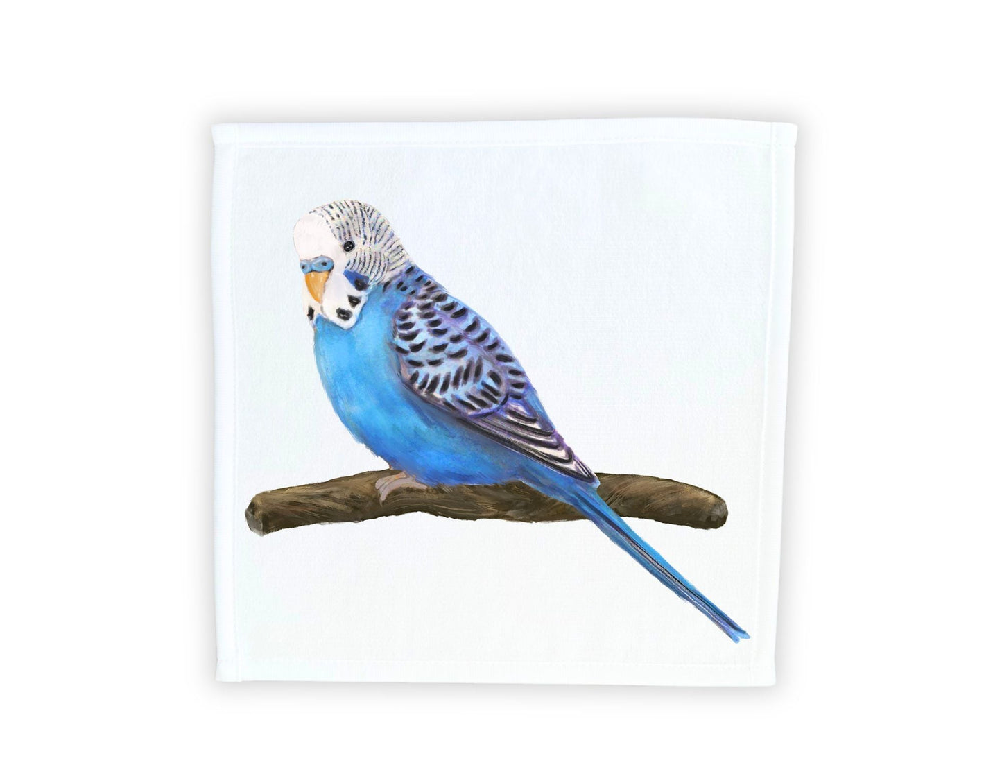 Charming Blue Budgie Washcloth - MerikaArt