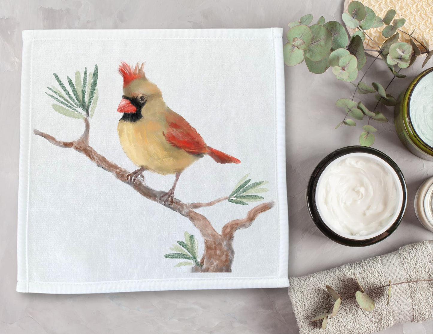 Charming Cardinal Washcloth – A Delightful Bird Lover's Gift - MerikaArt