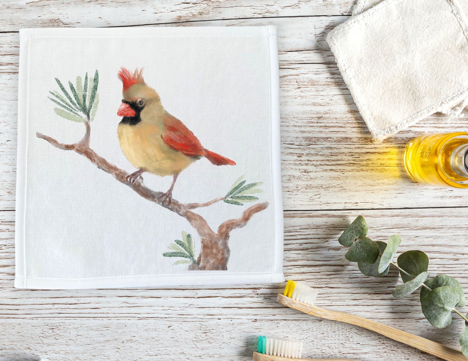 Charming Cardinal Washcloth – A Delightful Bird Lover's Gift - MerikaArt